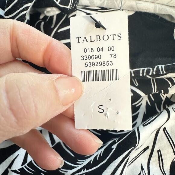 Talbots Jersey Maxi Skirt Silhouette Ferns Tropical Floral Black Stretch Small S - Picture 7 of 8